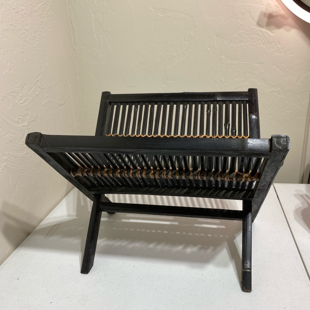 Vintage Bamboo Folding Magazine Rack Record Albums - Picture 8 of 9
